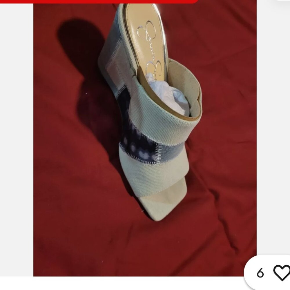 Brand new Jessica Simpson denim patchwork wedge sandals